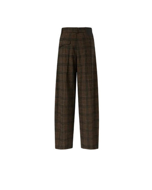 Pinko Barrel-Fit Trousers Micro Houndstooth Brown - HEARTS Zandvoort