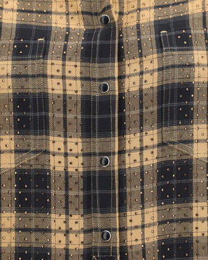 Pinko Blouse Check With Rhinestones Camel/Black - HEARTS Zandvoort