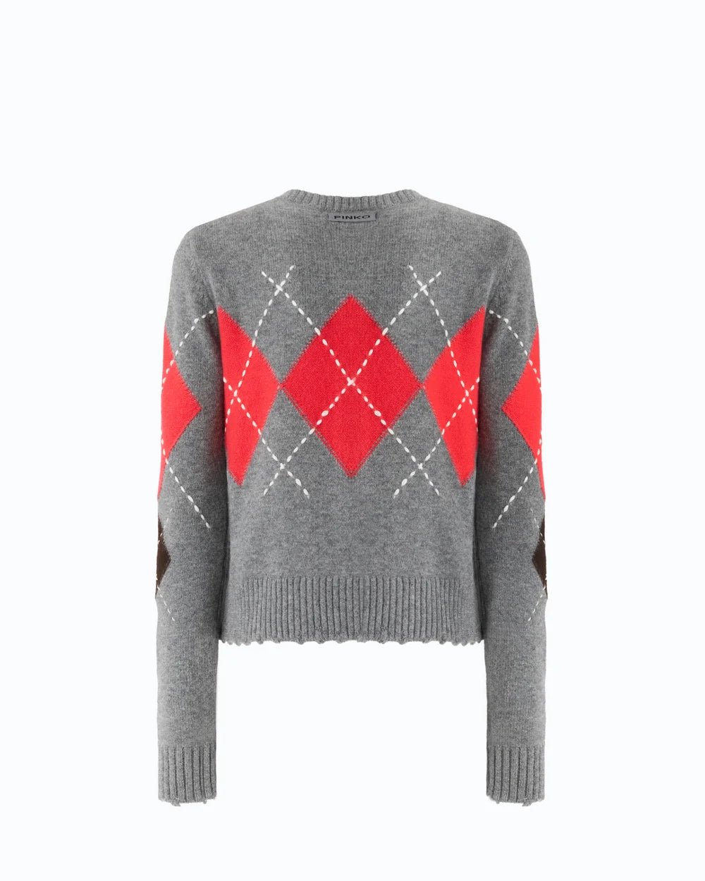 Pinko Cardigan Argyle Grey Brown - HEARTS Zandvoort