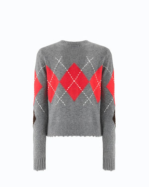 Pinko Cardigan Argyle Grey Brown - HEARTS Zandvoort