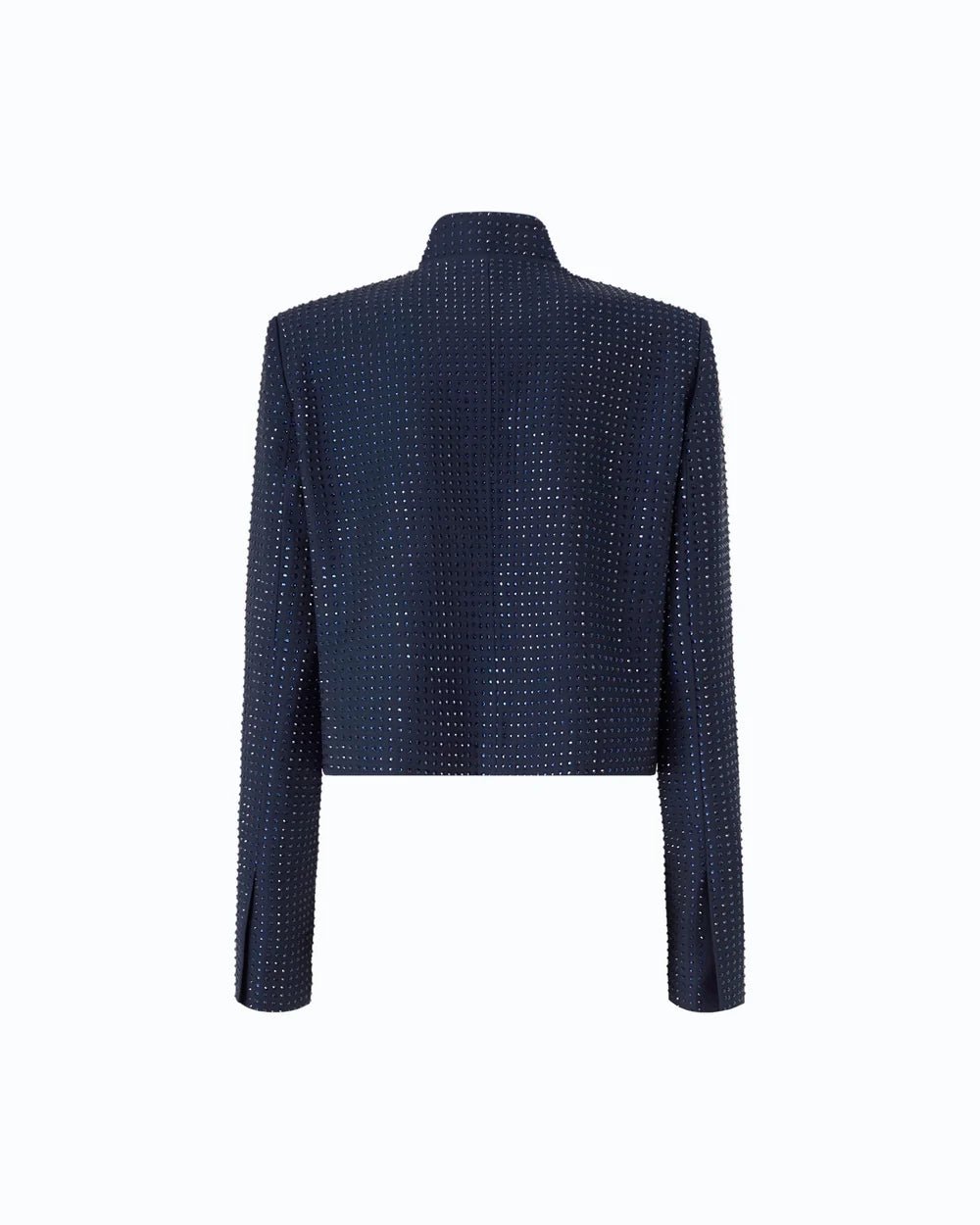 Pinko Cropped Blazer With Rhinestones Dark Blue - HEARTS Zandvoort