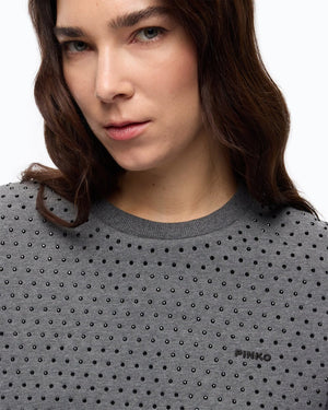 Pinko Fully Rhinestoned Sweater Grey - HEARTS Zandvoort