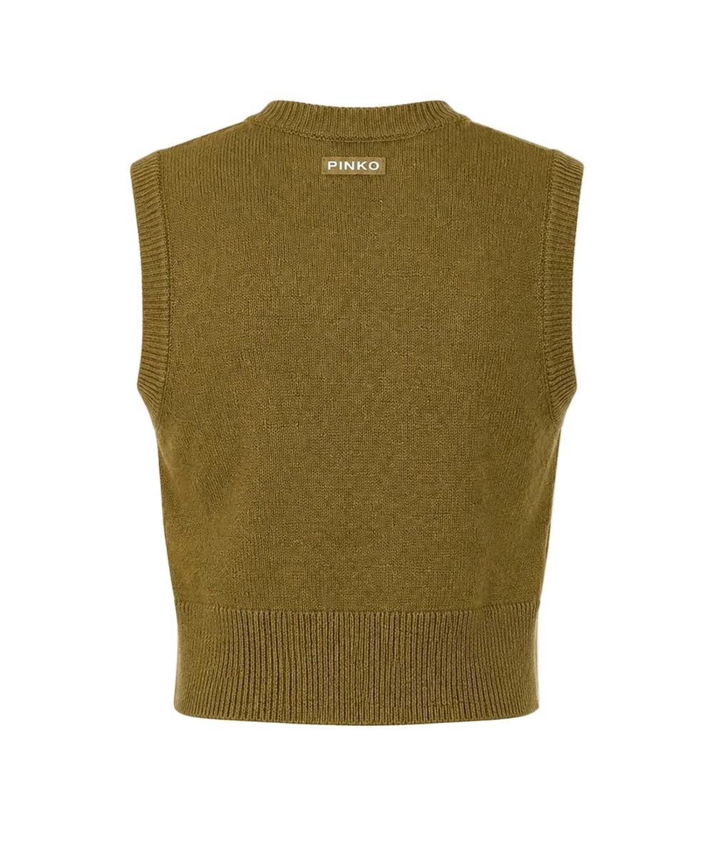 Pinko Knitted Gilet Green - HEARTS Zandvoort