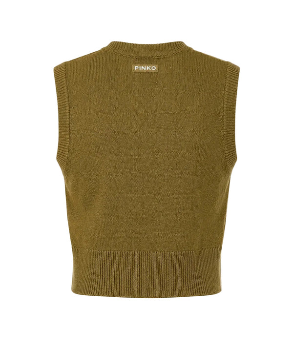 Pinko Knitted Gilet Green - HEARTS Zandvoort