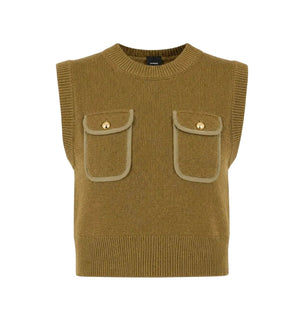 Pinko Knitted Gilet Green - HEARTS Zandvoort