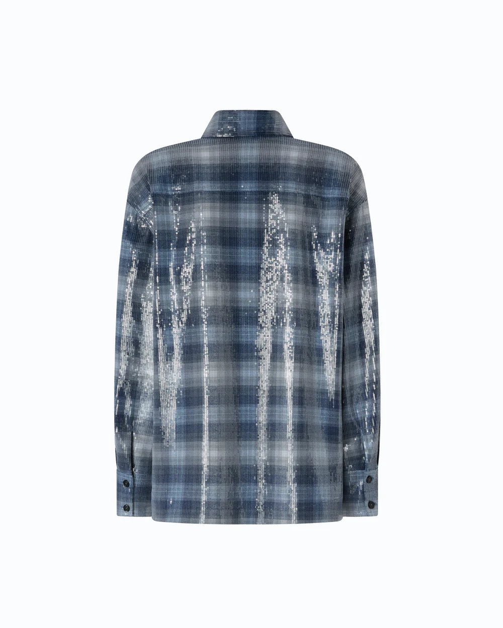Pinko Overshirt Check Pattern And Sequins Blue - HEARTS Zandvoort