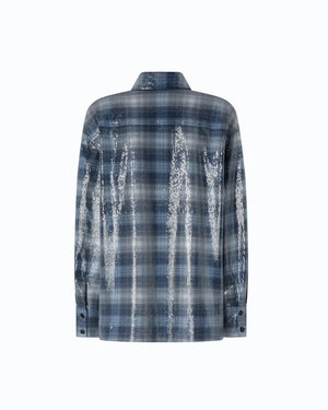 Pinko Overshirt Check Pattern And Sequins Blue - HEARTS Zandvoort