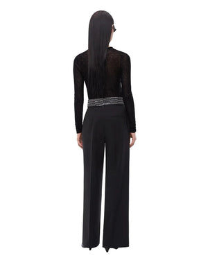 Pinko Palazzo Trousers With Jewel Waist Black - HEARTS Zandvoort