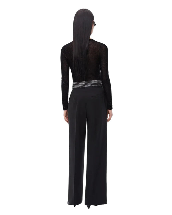Pinko Palazzo Trousers With Jewel Waist Black - HEARTS Zandvoort