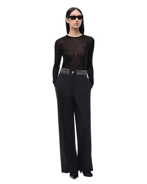 Pinko Palazzo Trousers With Jewel Waist Black - HEARTS Zandvoort