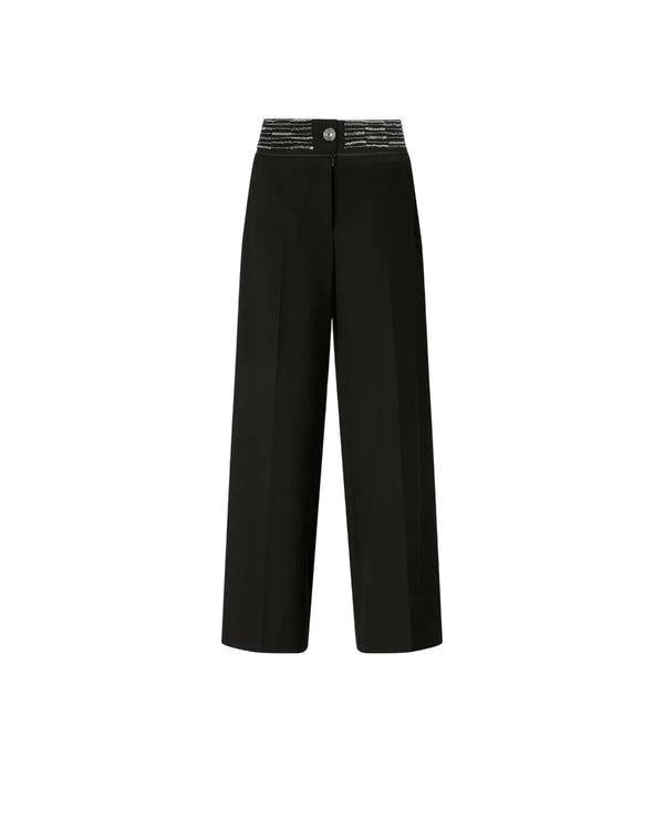 Pinko Palazzo Trousers With Jewel Waist Black - HEARTS Zandvoort