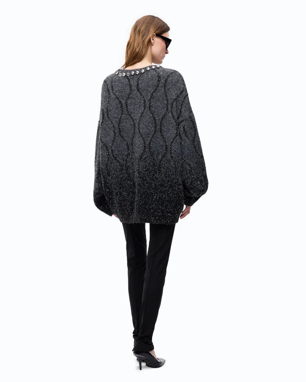 Pinko Renault Soft Wool Sweater Grey/Black - HEARTS Zandvoort