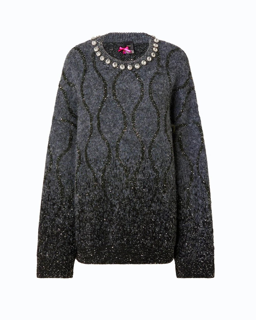Pinko Renault Soft Wool Sweater Grey/Black - HEARTS Zandvoort