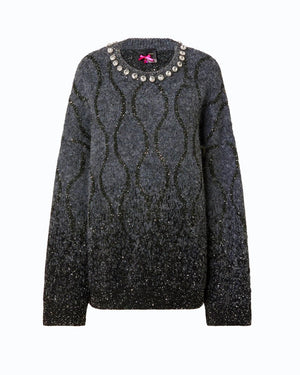 Pinko Renault Soft Wool Sweater Grey/Black - HEARTS Zandvoort