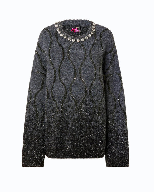 Pinko Renault Soft Wool Sweater Grey/Black - HEARTS Zandvoort