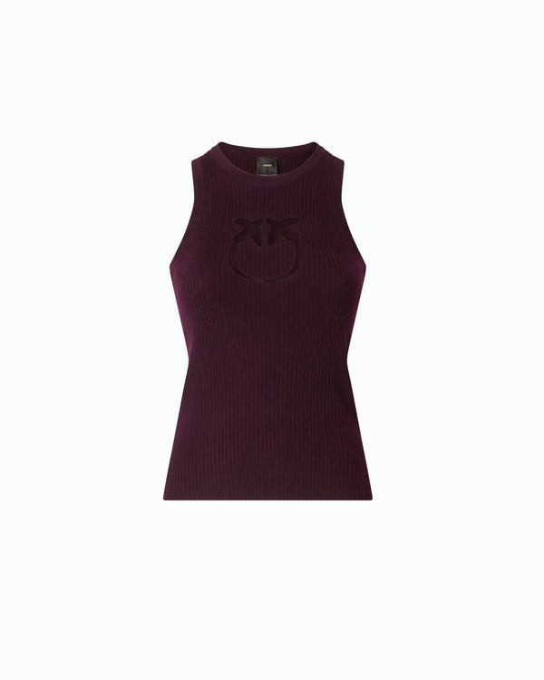 Pinko Ribbed Top With Sheer Logo - HEARTS Zandvoort