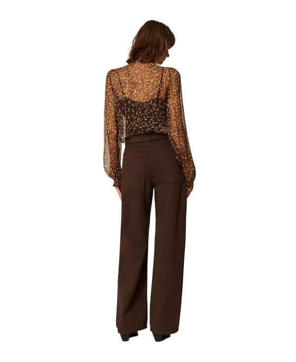 Twinset Barrel Denim Trouser With Belt Brown - HEARTS Zandvoort