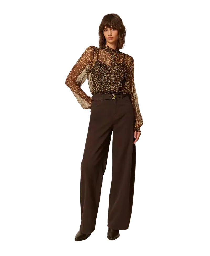 Twinset Barrel Denim Trouser With Belt Brown - HEARTS Zandvoort