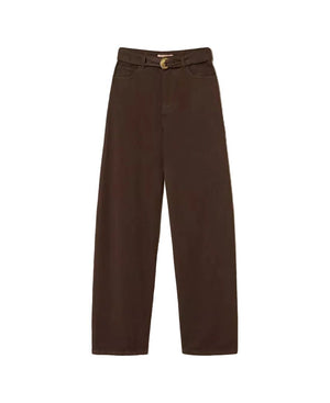 Twinset Barrel Denim Trouser With Belt Brown - HEARTS Zandvoort