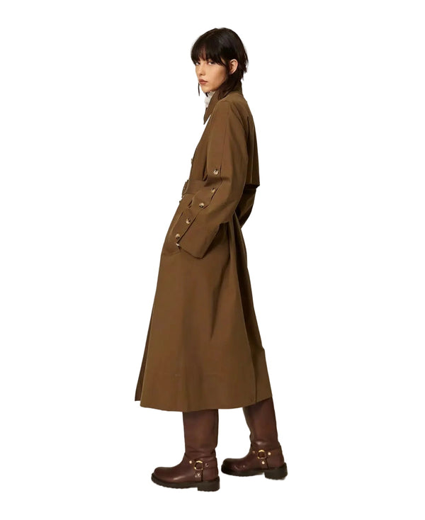 Twinset Cotton Blend Gabardine Trench Coat Green - HEARTS Zandvoort