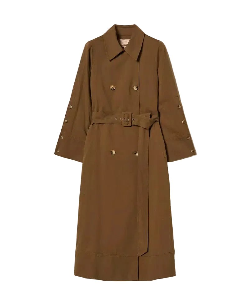 Twinset Cotton Blend Gabardine Trench Coat Green - HEARTS Zandvoort