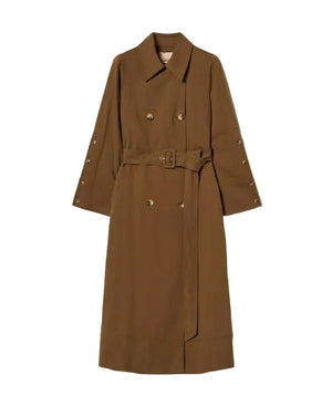 Twinset Cotton Blend Gabardine Trench Coat Green - HEARTS Zandvoort