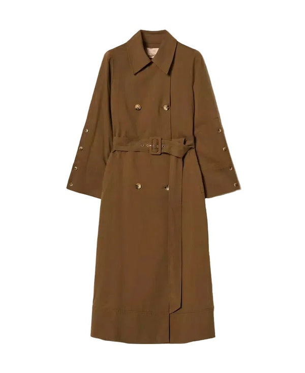 Twinset Cotton Blend Gabardine Trench Coat Green - HEARTS Zandvoort