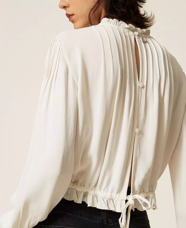Twinset Crepe Blouse With Floral Embroidery - HEARTS Zandvoort