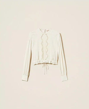 Twinset Crepe Blouse With Floral Embroidery - HEARTS Zandvoort