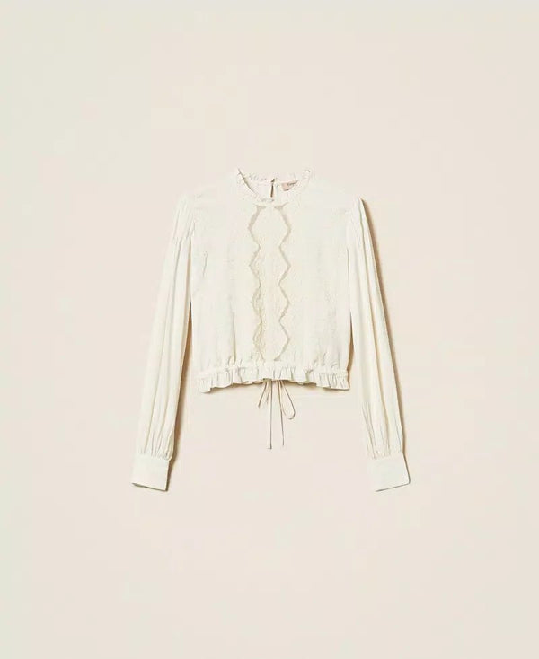 Twinset Crepe Blouse With Floral Embroidery - HEARTS Zandvoort