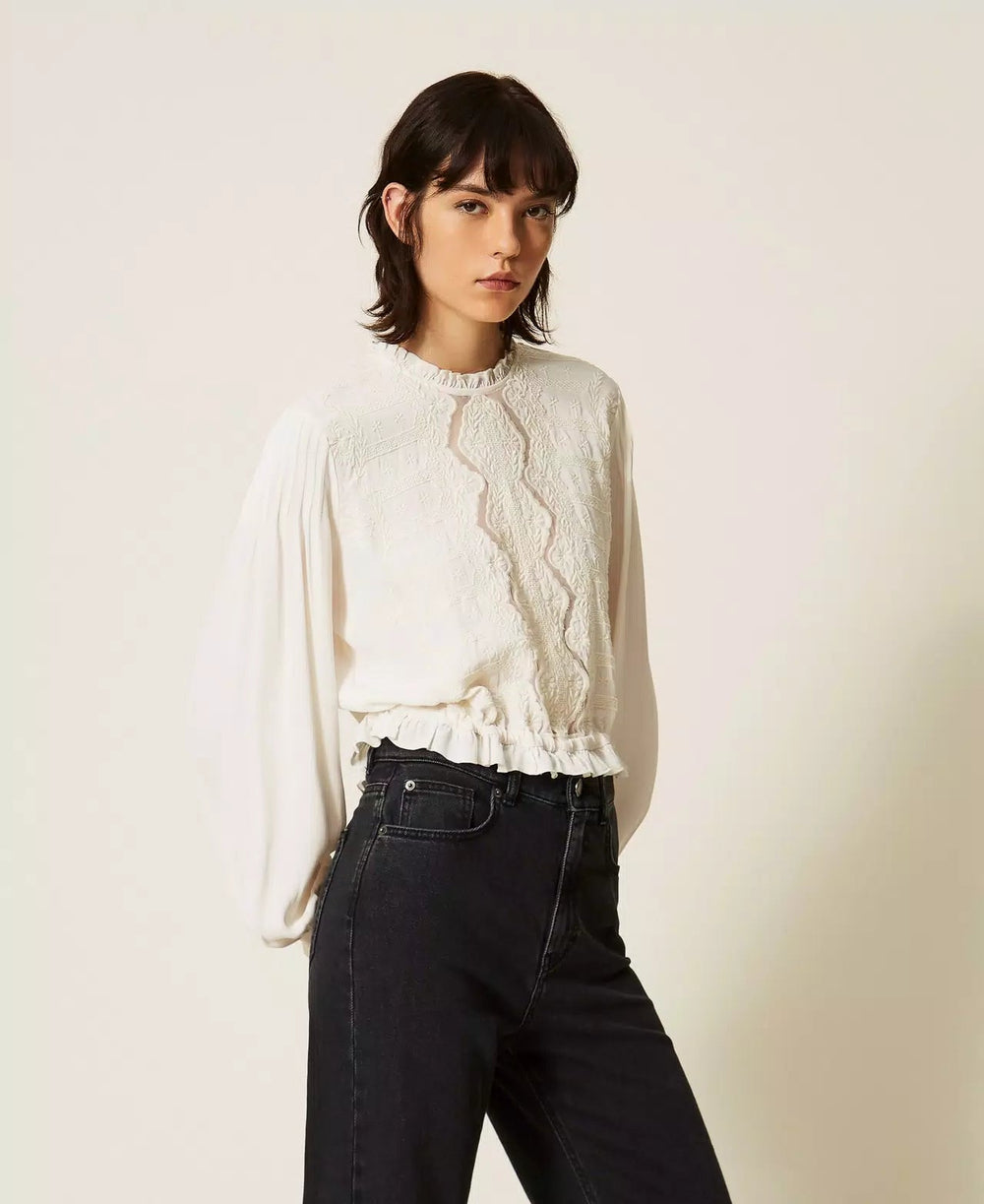Twinset Crepe Blouse With Floral Embroidery - HEARTS Zandvoort