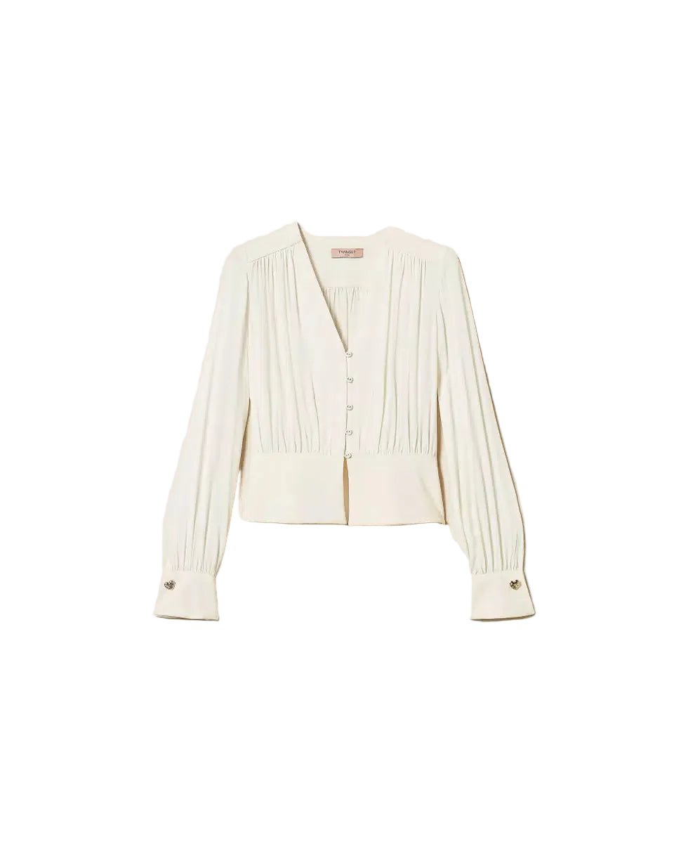 Twinset Crepe De Chine Shirt With Gathering - HEARTS Zandvoort