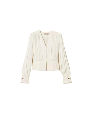 Twinset Crepe De Chine Shirt With Gathering - HEARTS Zandvoort