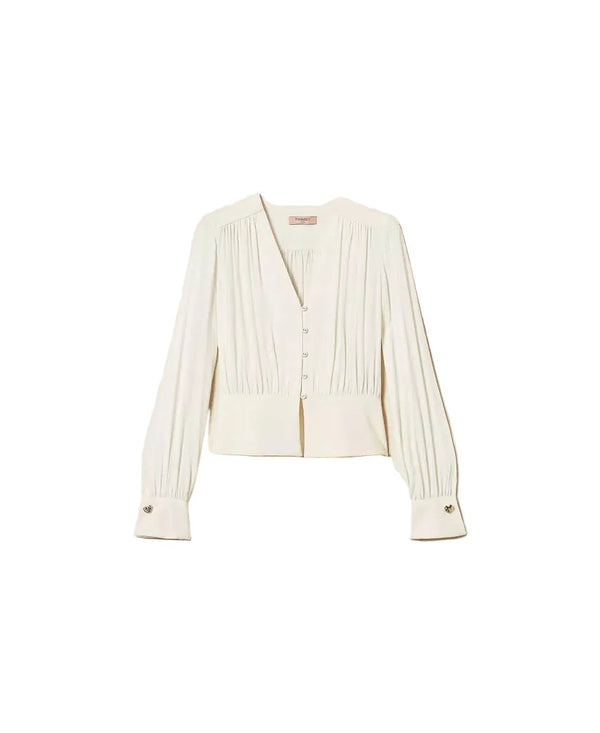 Twinset Crepe De Chine Shirt With Gathering - HEARTS Zandvoort