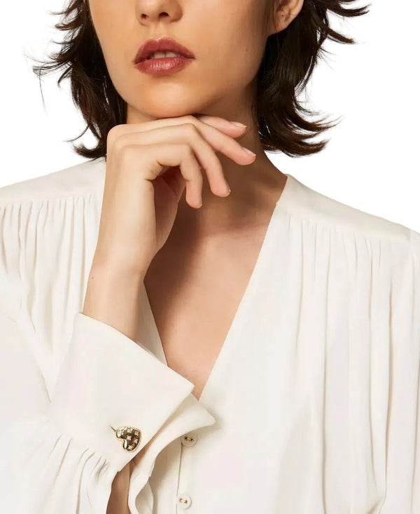 Twinset Crepe De Chine Shirt With Gathering - HEARTS Zandvoort
