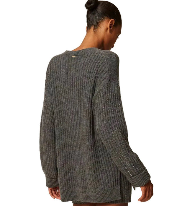 Twinset Knitted Cardigan Grey Melange - HEARTS Zandvoort