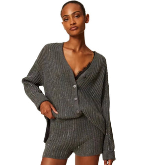 Twinset Knitted Shorts Grey Melange - HEARTS Zandvoort