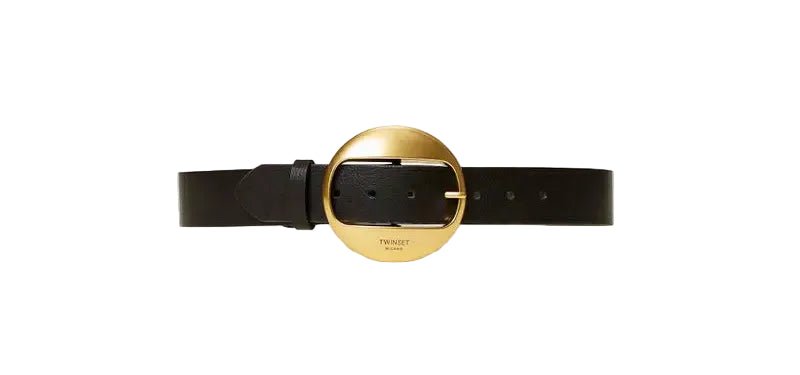 Twinset Leather Belt Round Buckle Nero - HEARTS Zandvoort