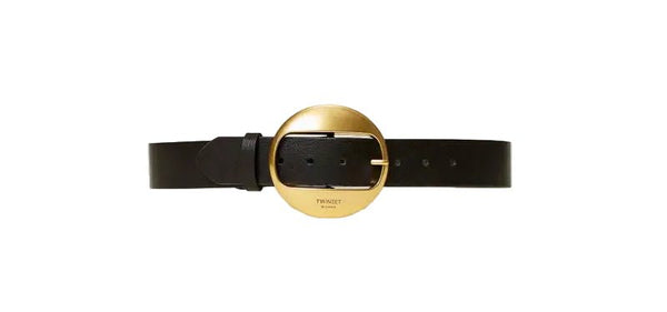 Twinset Leather Belt Round Buckle Nero - HEARTS Zandvoort