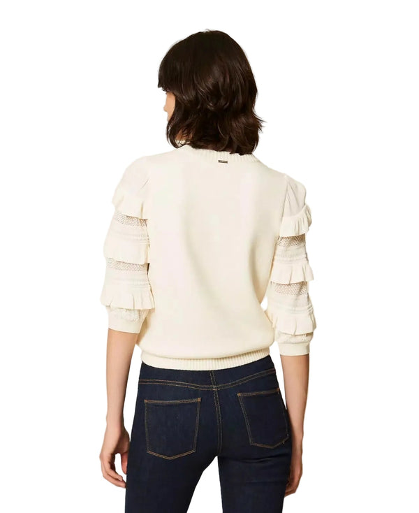 Twinset Mesh Stitch Jumper With Ruffles - HEARTS Zandvoort