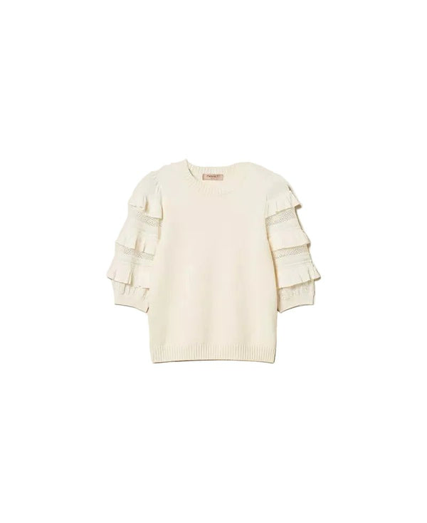 Twinset Mesh Stitch Jumper With Ruffles - HEARTS Zandvoort