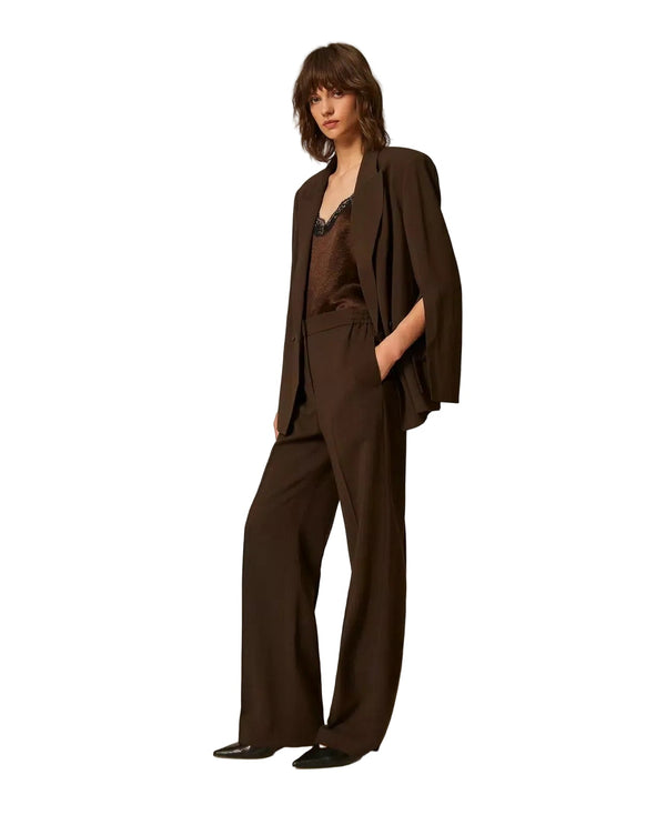 Twinset Straight Twill Trousers Brown - HEARTS Zandvoort