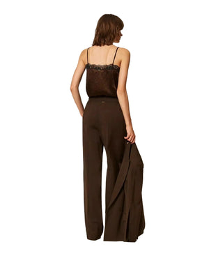 Twinset Straight Twill Trousers Brown - HEARTS Zandvoort