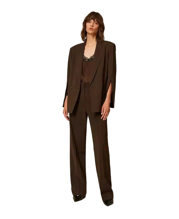 Twinset Straight Twill Trousers Brown - HEARTS Zandvoort
