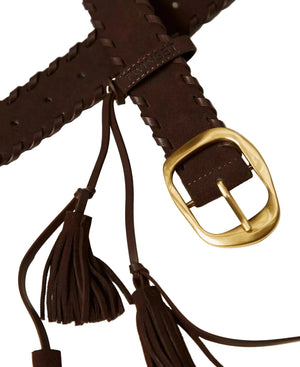 Twinset Suede Belt With Tassels Brown - HEARTS Zandvoort