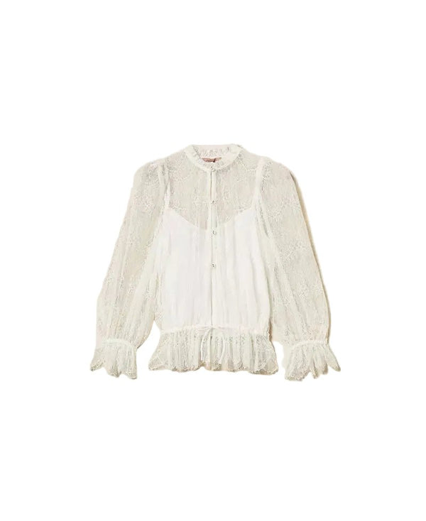 Twinset Valenciennes Lace Shirt White - HEARTS Zandvoort