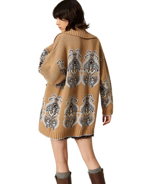 Twinset Wool Blend Knitted Cardigan Tobacco Brown - HEARTS Zandvoort