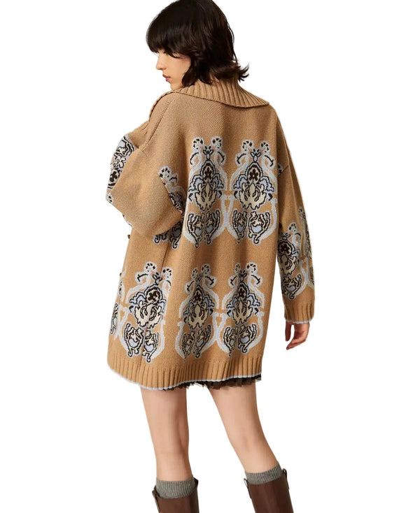 Twinset Wool Blend Knitted Cardigan Tobacco Brown - HEARTS Zandvoort