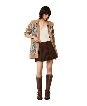 Twinset Wool Blend Knitted Cardigan Tobacco Brown - HEARTS Zandvoort