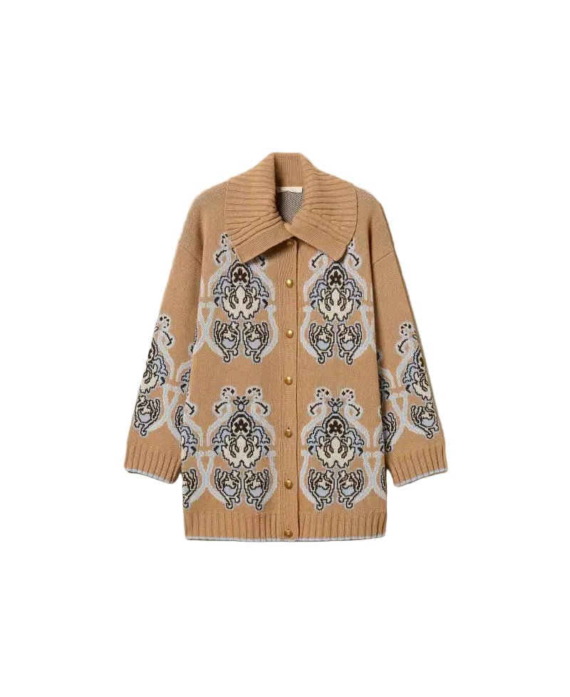 Twinset Wool Blend Knitted Cardigan Tobacco Brown - HEARTS Zandvoort